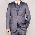 Carlo Lusso Striped Gray 2 Button Vested 3 piece Suit