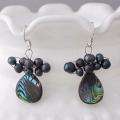 Sterling Silver Abalone and Pearl Teardrop Earrings (4 6 mm)(Thailand 