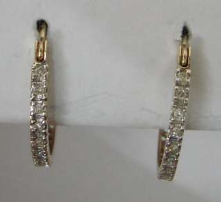 Beautiful .20ctw DIAMOND 10K Gold Hoop Earrings 1.6g  