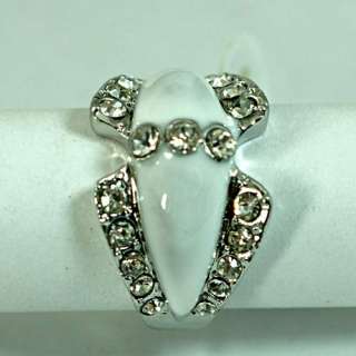r8469 Size 9 Chic White Enamel Wedding Inset Gemstone CZ Ring Fashion 
