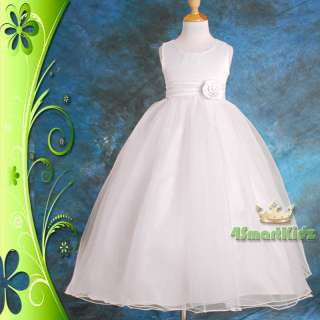 White Wedding Flower Girl Communion Party Dress Size 6  