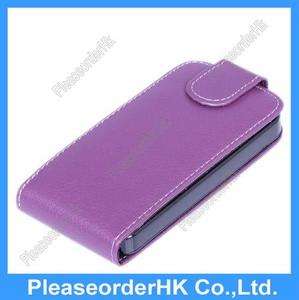 1x Purple Leather Wallet Case Cover Pouch For iPhone 4S 4GS 4G  