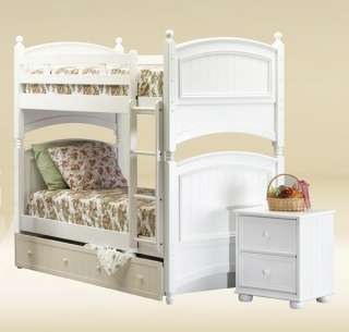 NEW HAMPTON WHITE FINISH SOLID WOOD TWIN BUNK BED  