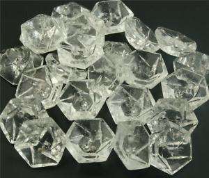 24 VINTAGE DEPRESSION DOLL CLEAR GLASS BUTTONS hexagon  