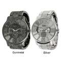 Geneva Platinum Mens Rhinestone accented Chronograph style Link Watch
