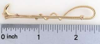 Vintage American 14K Yellow Gold Riding Crop Pin Brooch  