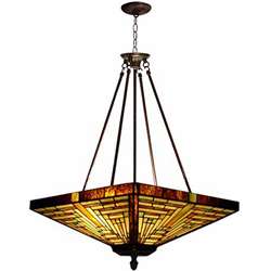 Tiffany style Stained Glass Mission Chandelier  