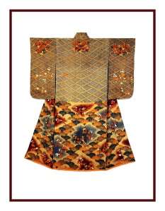 Japanese Gold Geometric Kimono Counted Cross Stitch Chart  