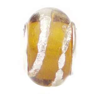    TOC BEADZ Mustard Glitter 8mm Glass Slide On Off Bead Jewelry