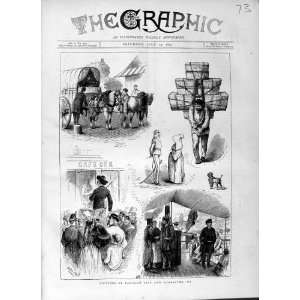  1874 FRANCE PARIS LIFE PEOPLE HORSES BOAT ANTIQUE PRINT 