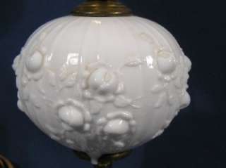 Vintage Rose Pattern FENTON White Milk Glass Table Light Lamp  