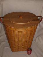 Longaberger XL Oval Waste Basket or Hamper with Protector & Double Lid 