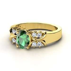  Gabrielle Ring, Oval Emerald 14K Yellow Gold Ring with 