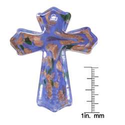 Murano style Glass Blue Spotted Cross Pendant  