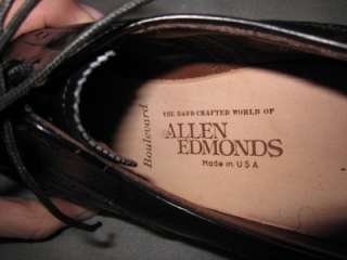 Vtg Allen Edmonds All Leather Black Wingtip Unworn Shoes, 114A Style 