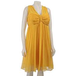 Donna Ricco Womens Plus Size Yellow Chiffon Dress  