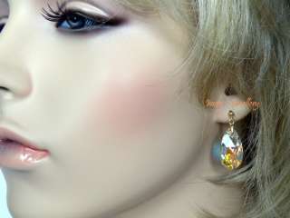 Swarovski Crystal Clear AB Teardrop Earrings 14kt Gold  