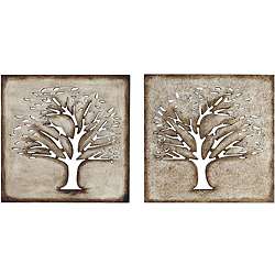 Wood Crafted Tree Wall Art (Set of 2)  