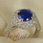 75 Ct Engagement Princess Ring Round Brilliant Cut Blue Sapphire 