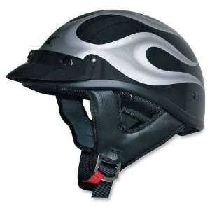  AFX FX 70 Half Motorcycle Helmet Silver/Black Flame 