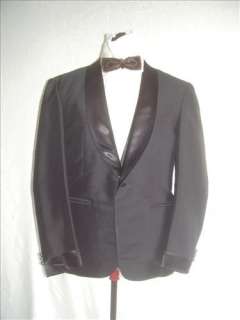 40s VINTAGE Bespoke Custom Tuxedo Smoking Dinner Jacket Satin Shawl 