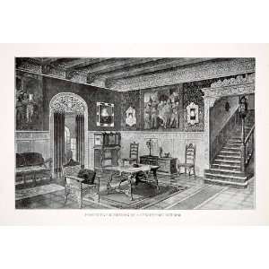 com 1925 Print Renaissance Interior Render Perspective Spain Drawing 