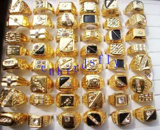 Wholesale mixed lots 25pcs gold plated Man rings  