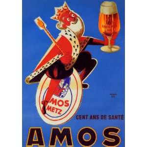  KING GLASS OF BEER AMOS VINTAGE POSTER CANVAS REPRO