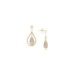   Silver and 14K Gold Teardrop Earrings pre owned dept 21 Jewelry