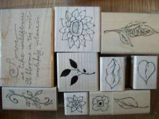 Wood Mounted Rubber stamp sets, U Pick many to choose garden floral 