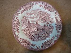   burgandy/ red Churchill toile 10 dinner plate   excellent  