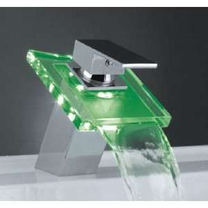 Bathroom Kitchen LED Waterfall Faucet 3 color changing Waterfall Sink 