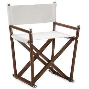 Williams Sonoma Home Director Chair, Nickel, White Canvas with Honey 