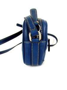 authentic blue COACH handbag shoulder bag purse crossbody zip leather 