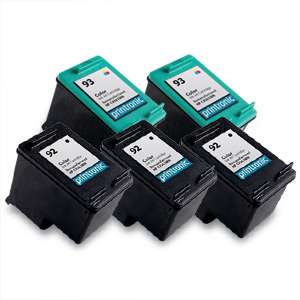 5pk Printronic For Hp 92 93 C9362WN C9361WN Black Color Ink Cartridge