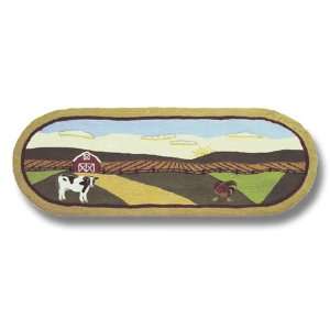  ZF Applique II Theme Country Barnyard hall way area rugs 