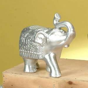 White Silver Walking Glass Mosaic Elephant Figure 