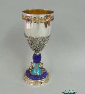   Handmade 14k Yellow Gold Sterling Silver Lapis Lazuli Wine Cup Goblet