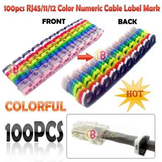 100pcs RJ45 RJ11 RJ12 Color Numeric Cable Label Mark  