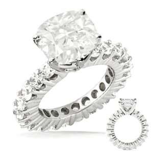 20 Total Carat Cushion & Round Diamond Eternity Engagement Ring in 