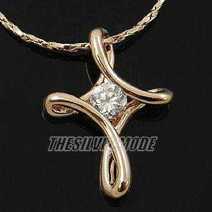 18K Rose Gold Plated Cross Pendant Necklace 10919  