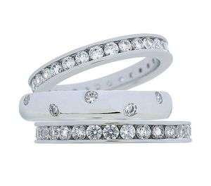   Plated Sterling Silver 1.80ct CZ Scattered Stone 3 pc. Band Ring Set