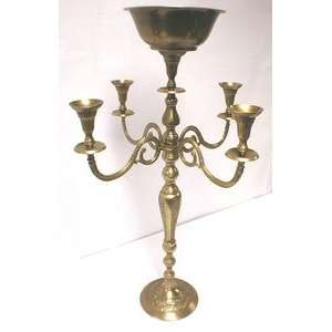 33 Inch Antique Gold Candelabra with Bowl 