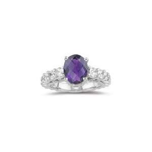  1.57 Cts Diamond & 2.40 Cts Amethyst Ring in 18K White 