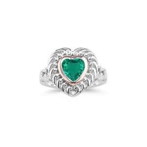  1.09 Cts Emerald Solitaire Ring in Silver and Pink Gold 6 