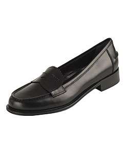 Prada Womens Black Leather Penny Loafers  