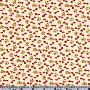   Floral Red Fabric By The Yard kaye_england Arts, Crafts & Sewing