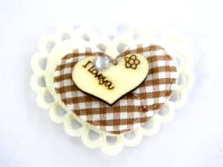 15 MIX HEART GINGHAM WOOD LACE I LOVE YOU APPLIQUE A666  