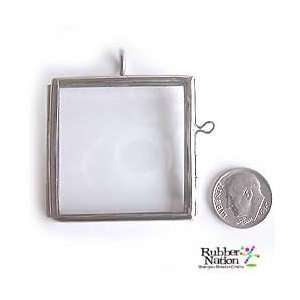 Frame Locket 2 Sided Glass Silver/Brass SQUARE for Altered Art, Photo 
