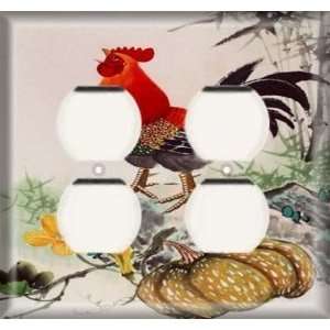    Double Duplex Outlet Cover   Rooster Crow
